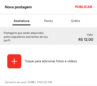 Opções de postagem