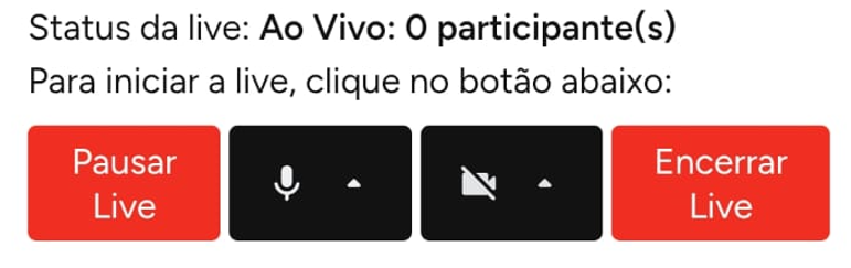 Controles da live